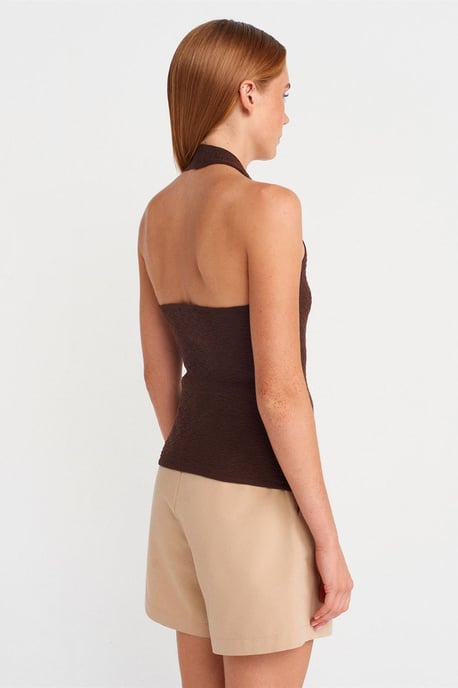 Geribde Halterneck Gebreide Blouse - Image 2