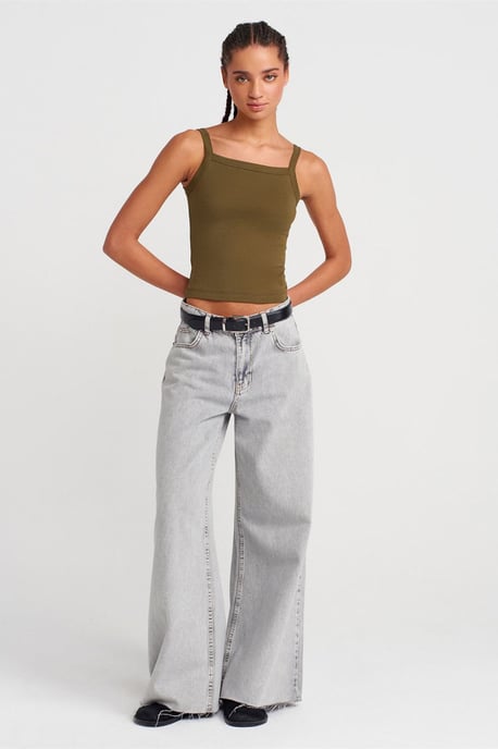 Geribbelde Katoenen Vierkante-Hals Cami Blouse - Image 4