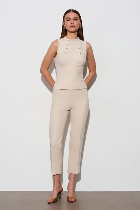 Ärmeless Ribbad Halv-Turtleneck Blus - Image 4