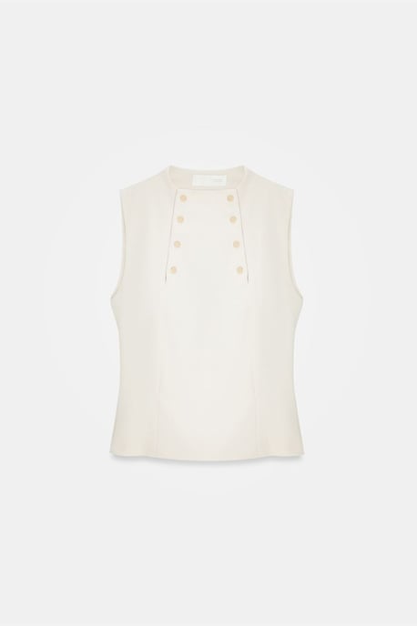 Ärmeless Ribbad Halv-Turtleneck Blus - Image 5