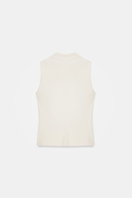 Ärmeless Ribbad Halv-Turtleneck Blus - Image 6