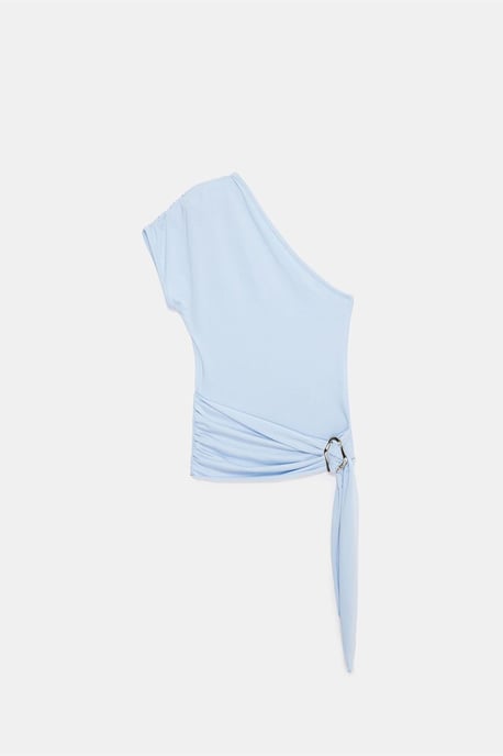 Slim Fit Off-Shoulder Jersey Blouse Met Strikdetail - Image 5