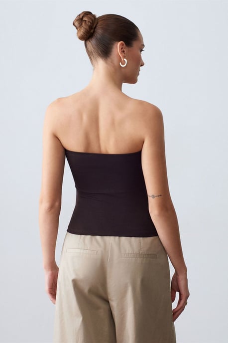 Strapless Slim-Fit Jersey Blouse met Strikdetail - Image 2