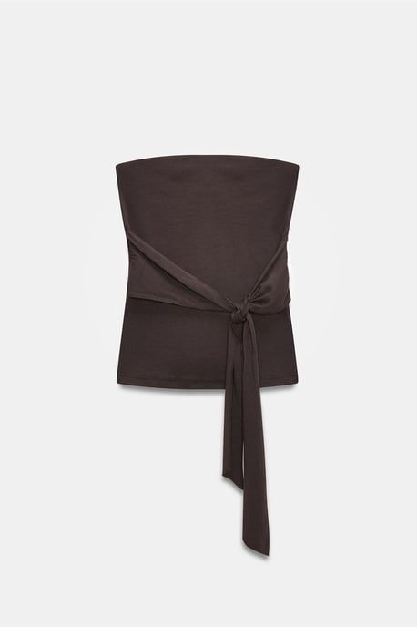 Strapless Slim-Fit Jersey Blouse met Strikdetail - Image 5