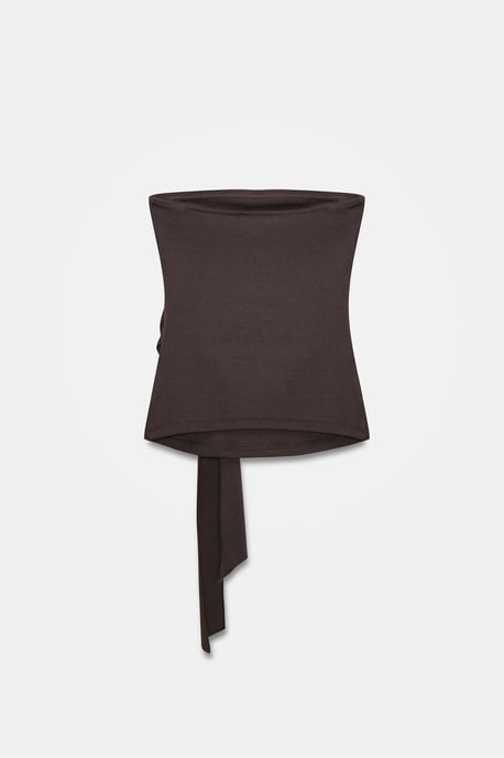 Strapless Slim-Fit Jersey Blouse met Strikdetail - Image 6
