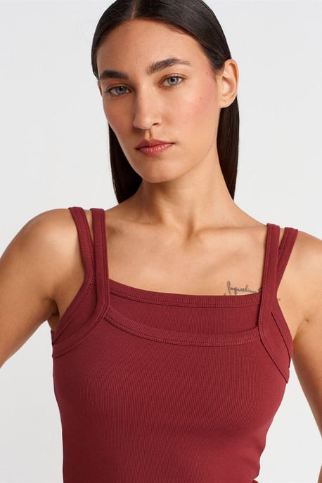 Ribbed Sleeveless Square-neck Blouse - Image 3