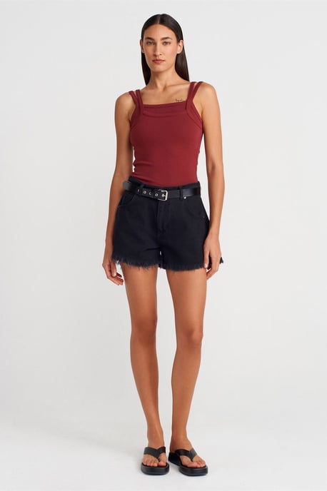 Ribbed Sleeveless Square-neck Blouse - Image 4