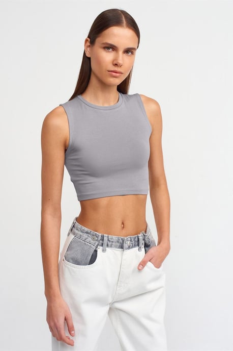 Sleeveless Crop Top In Cotton Jersey - Image 1
