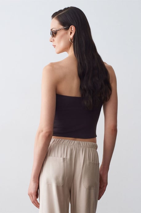 Dames Strapless Crop Bandeau Top - Image 2