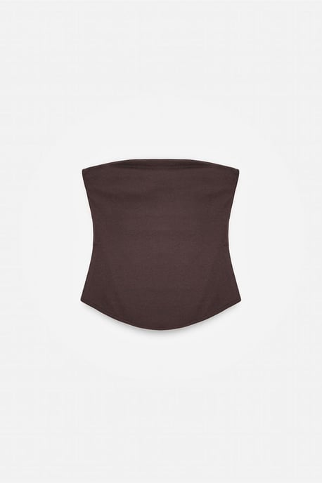 Dames Strapless Crop Bandeau Top - Image 5