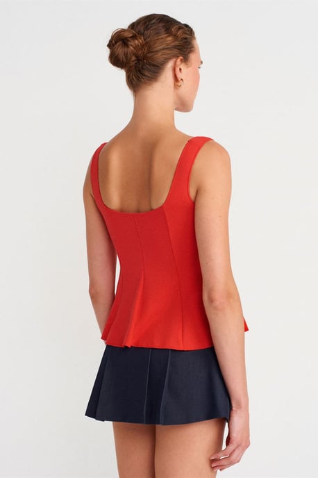 Aansluitende Mouwloze Peplum Blouse - Image 2