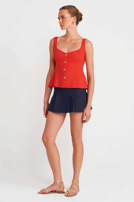Aansluitende Mouwloze Peplum Blouse - Image 4
