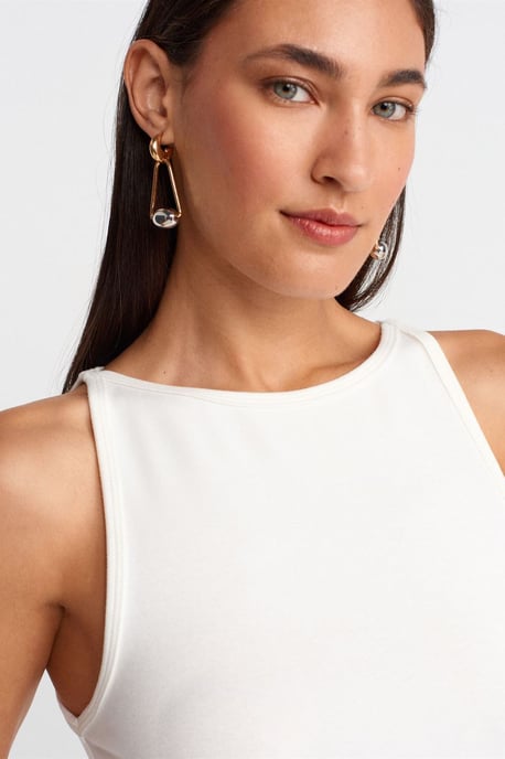Ribbad Halterneck Slim-Fit Blus - Image 3