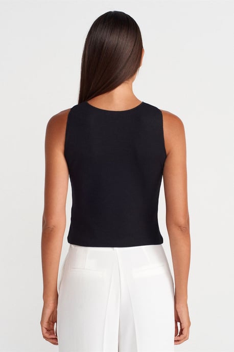 Aansluitende Ribbelmouwloze Blouse - Image 2