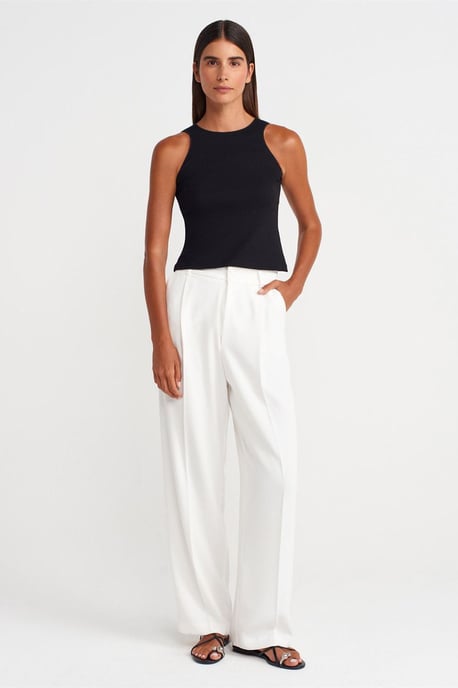 Aansluitende Ribbelmouwloze Blouse - Image 4