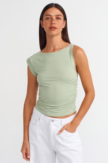 Mouwloze Bootnek Slank Passende Blouse - Image 1