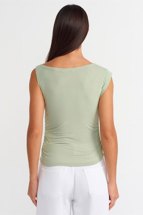 Mouwloze Bootnek Slank Passende Blouse - Image 2