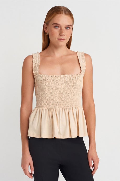 Square-Neck Frilly Sleeveless Blouse - Image 1