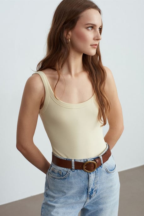 Mouwloze Geribbelde Katoenmix Romper - Image 1