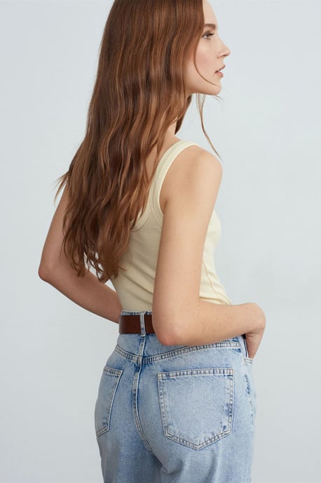 Mouwloze Geribbelde Katoenmix Romper - Image 2