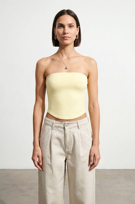 Dames Strapless Crop Bandeau Top - Image 3