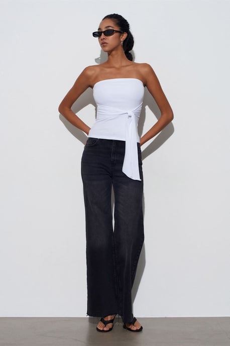 Strapless Slim-Fit Jerseytop met Strikdetail - Image 4