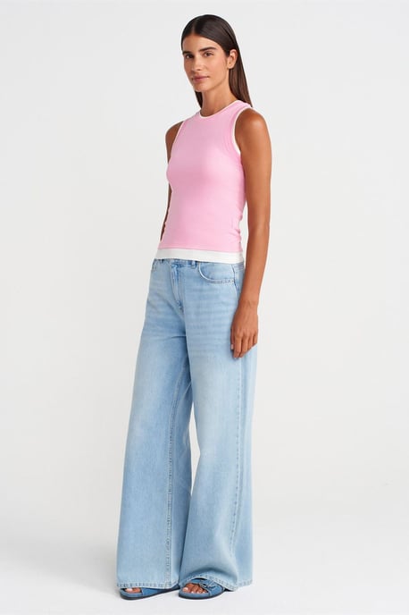 Sleeveless Ribbed Cotton Blouse - Image 4