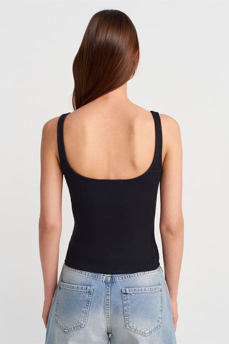 Ribbed Square-neck Sleeveless Blouse - Image 2