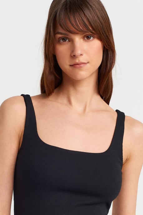 Ribbed Square-neck Sleeveless Blouse - Image 3