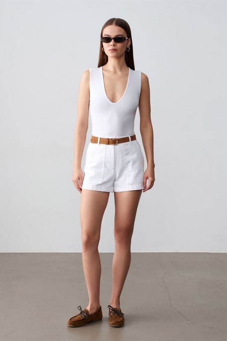 Mouwloze Slank-Fit U-Hals Bodysuit - Image 4