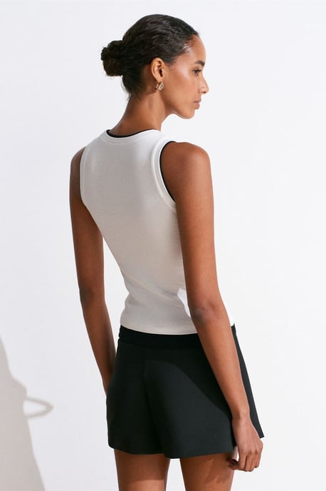 Sleeveless Ribbed Cotton Blouse - Image 2