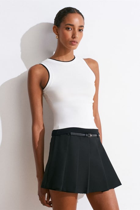 Sleeveless Ribbed Cotton Blouse - Image 3