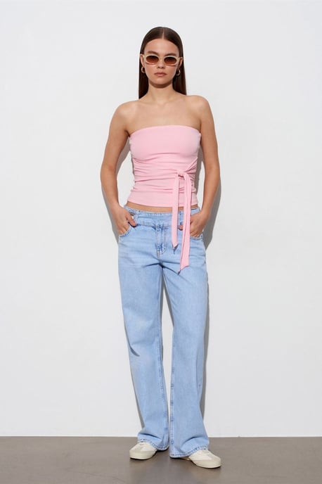 Strapless Slim-Fit Jersey Blouse met Strikdetail - Image 4