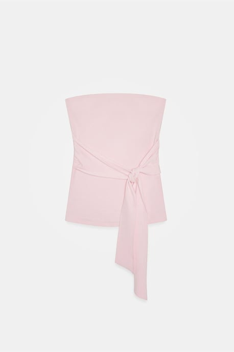 Strapless Slim-Fit Jersey Blouse met Strikdetail - Image 5