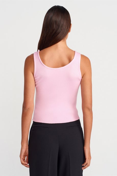 Ribbad ärmlös stickad cami-blus - Image 2