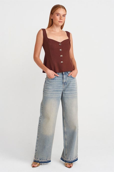 Aansluitende Mouwloze Peplum Blouse - Image 4