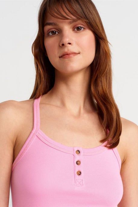 Slim Fit Ribbade Stickade Cami Blus - Image 3