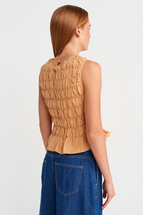 Dames Crop Blouse Met Ronde Hals En Knopen - Image 2