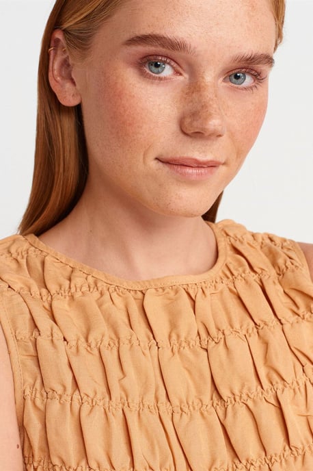Dames Crop Blouse Met Ronde Hals En Knopen - Image 3