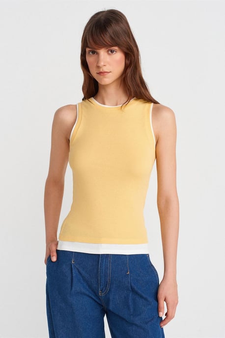 Sleeveless Ribbed Cotton Blouse - Image 1