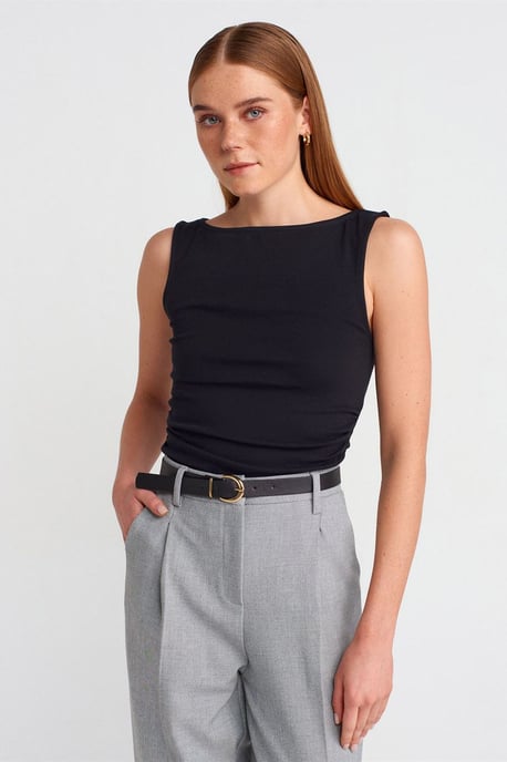 Mouwloze Boothals Jersey Blouse - Image 3