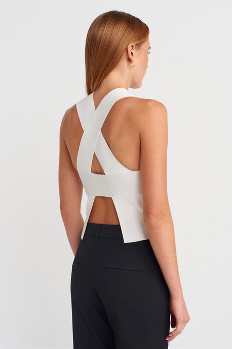 Sleeveless Cut-Out Knit Blouse - Image 2