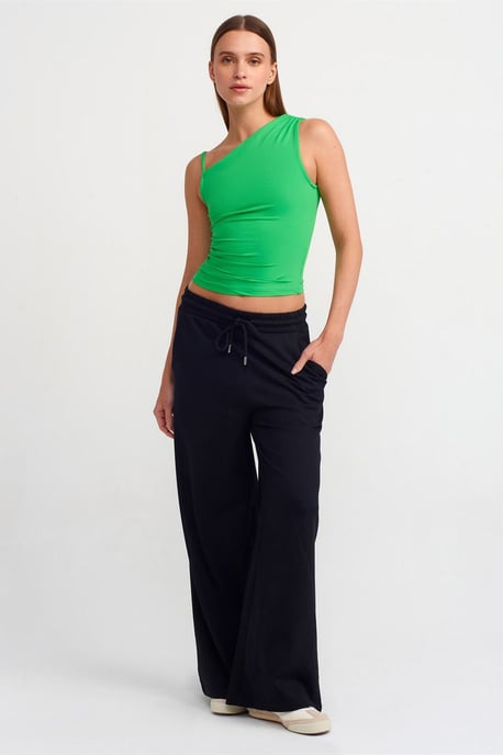 Ärmlös Croppad Blus med Asymmetrisk Krage - Image 3