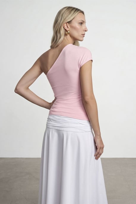 Slim Fit Off-Shoulder Jersey Blouse Met Strikdetail - Image 2