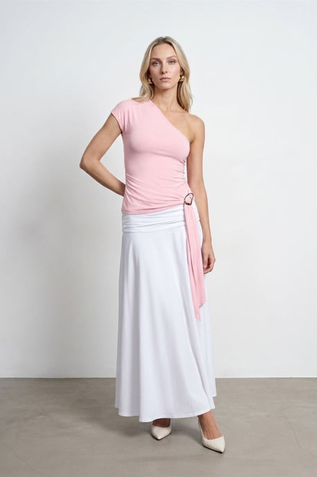 Slim Fit Off-Shoulder Jersey Blouse Met Strikdetail - Image 4