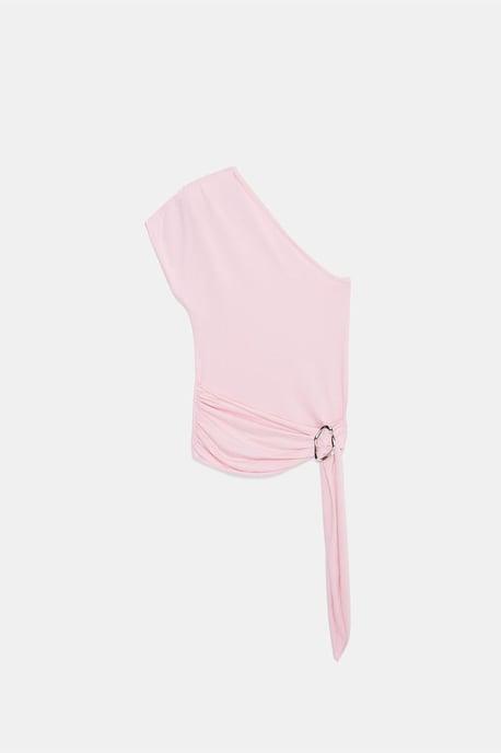 Slim Fit Off-Shoulder Jersey Blouse Met Strikdetail - Image 5
