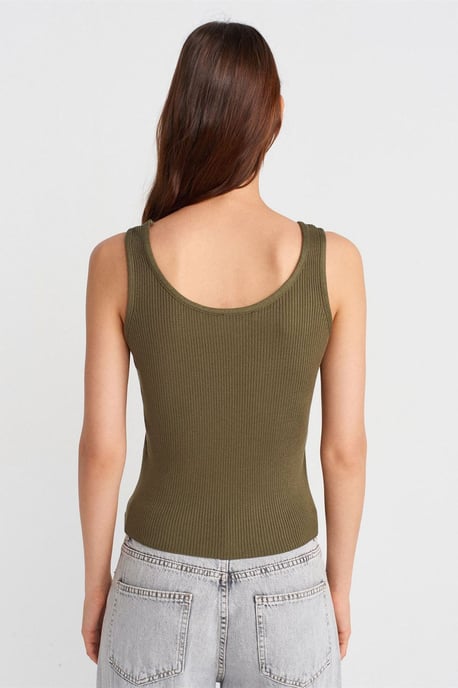 Ribbad Ärmlös Stickad Cami Blus - Image 2