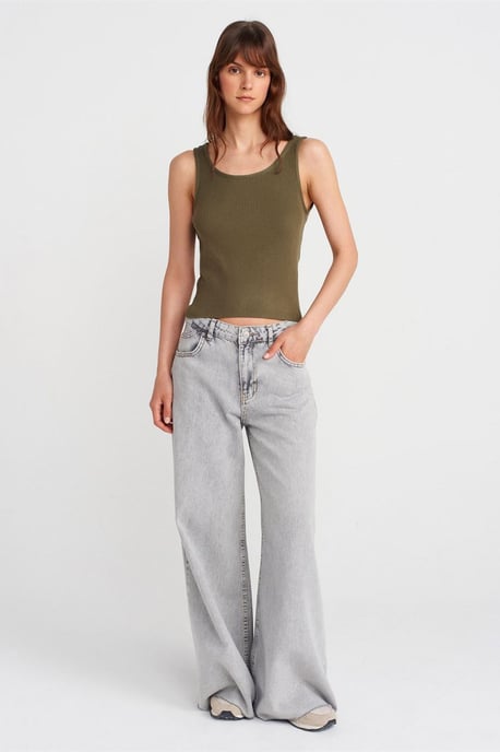 Ribbad Ärmlös Stickad Cami Blus - Image 4
