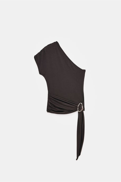 Slim Fit Off-Shoulder Jersey Blouse met Strikdetail - Image 5