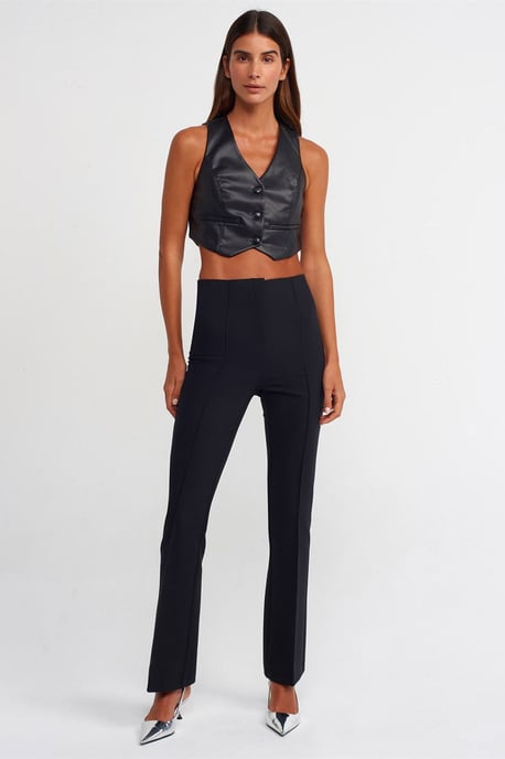 Faux läder ärmlös kortblus - Image 3